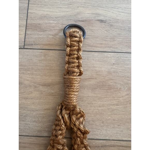 Vintage 1970s Macrame Wall Hanging Boho Brown Braided Fiber Art 34” - Picture 11 of 16